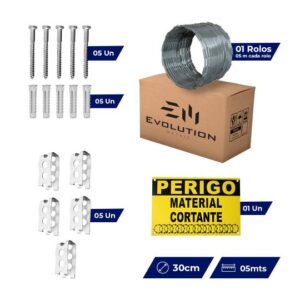 Kit de Instalação Completo para Concertina Clipada 30 cm 5 Metros - Evolution Metais
